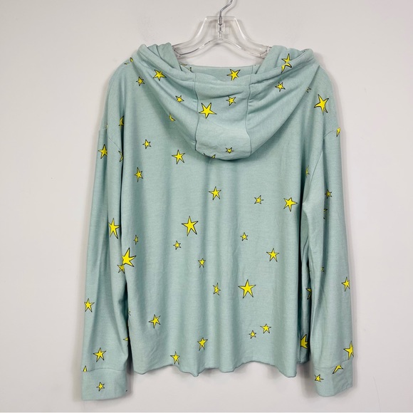 Chaser Star Print Hoodie Pullover Sweatshirt L Cozy Fleece Knit Lounge Revolve - Picture 9 of 14